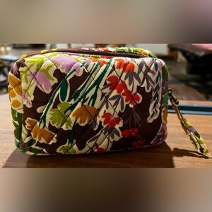 Vera Bradley Small Cosmetic Bag In Pattern Evening Garden Quilted Cotton Preppy